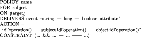 \begin{table}\centering\begin{minipage}{\textwidth}
\small\begin{verbatim}POLI...
...INT (... && ... \vert ... \vert\vert ...)\end{verbatim}\end{minipage}\end{table}